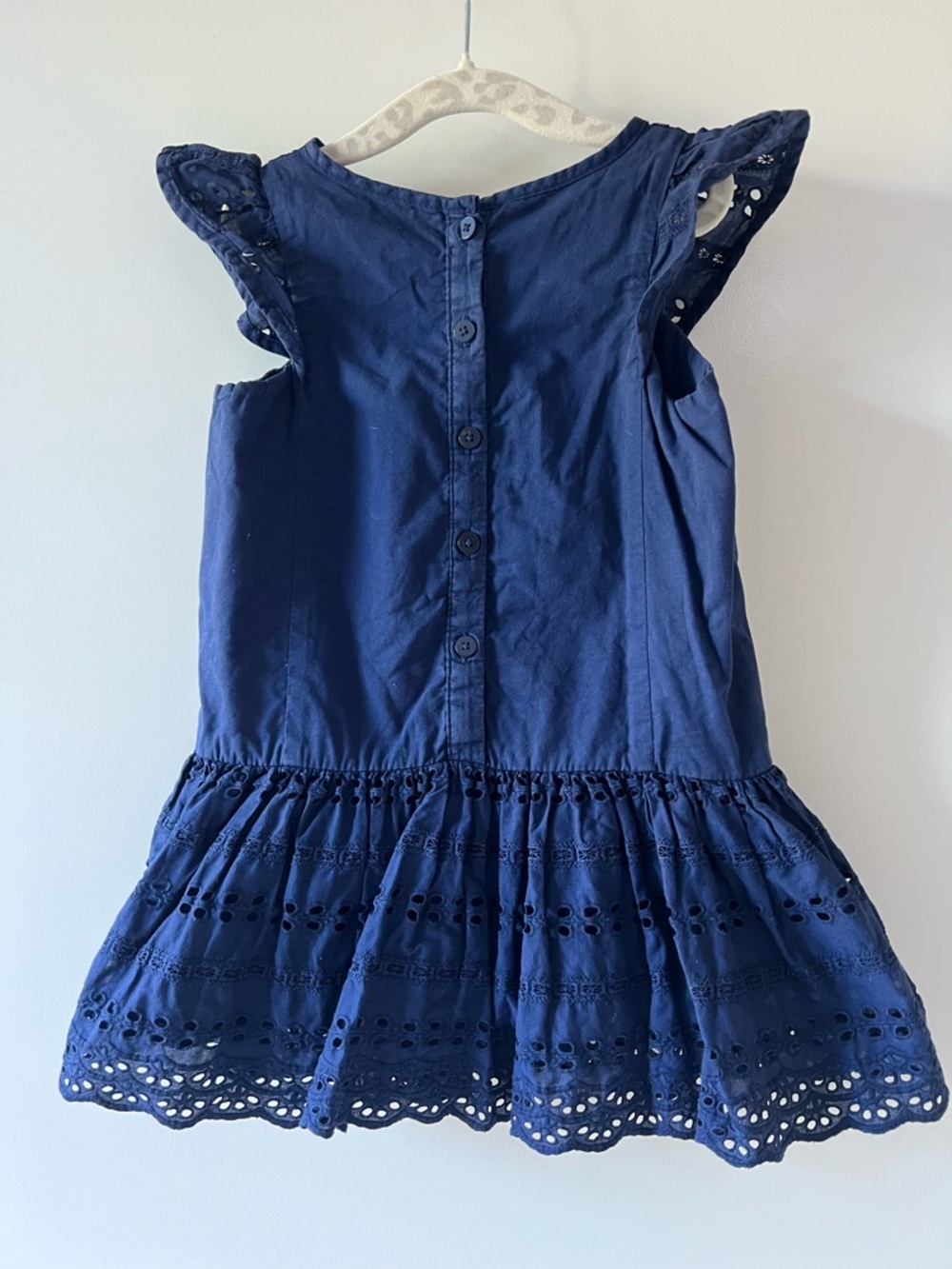 Cherokee Navy Blue Eyelet Ruffle Flutter Sleeve Dress 2T Bohemian Cottagecore - Picture 2 of 6